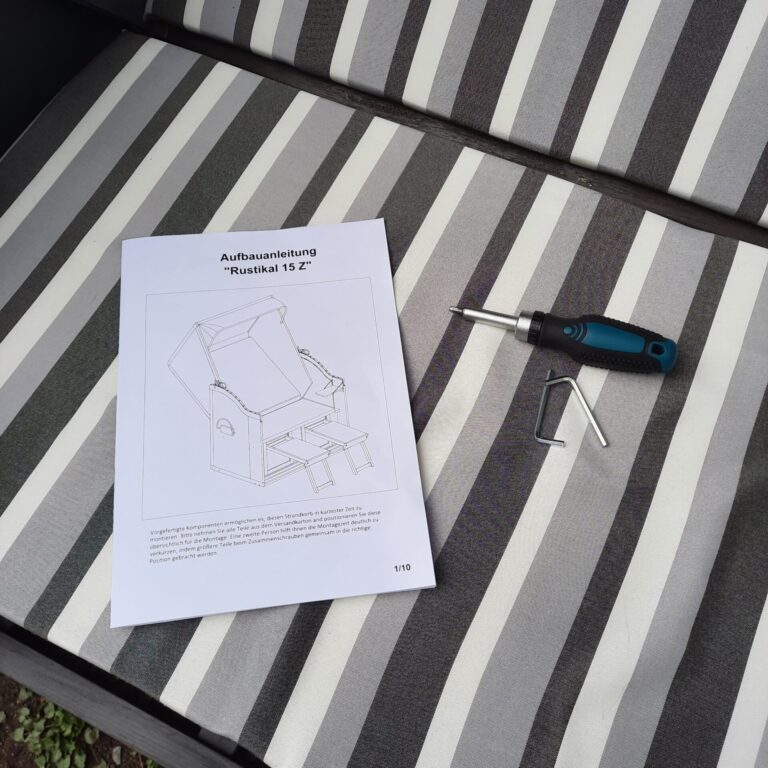 Aufbauanleitung und Werkzeug für Strandkorb Sunny Rustikal